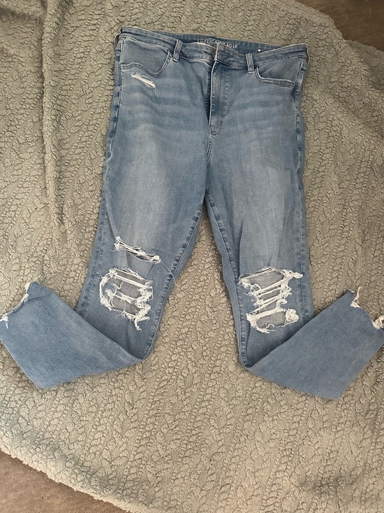 American Eagle Outfitters Denim - American Eagle Outfitters Light Blue Distressed High-Rise Jeans